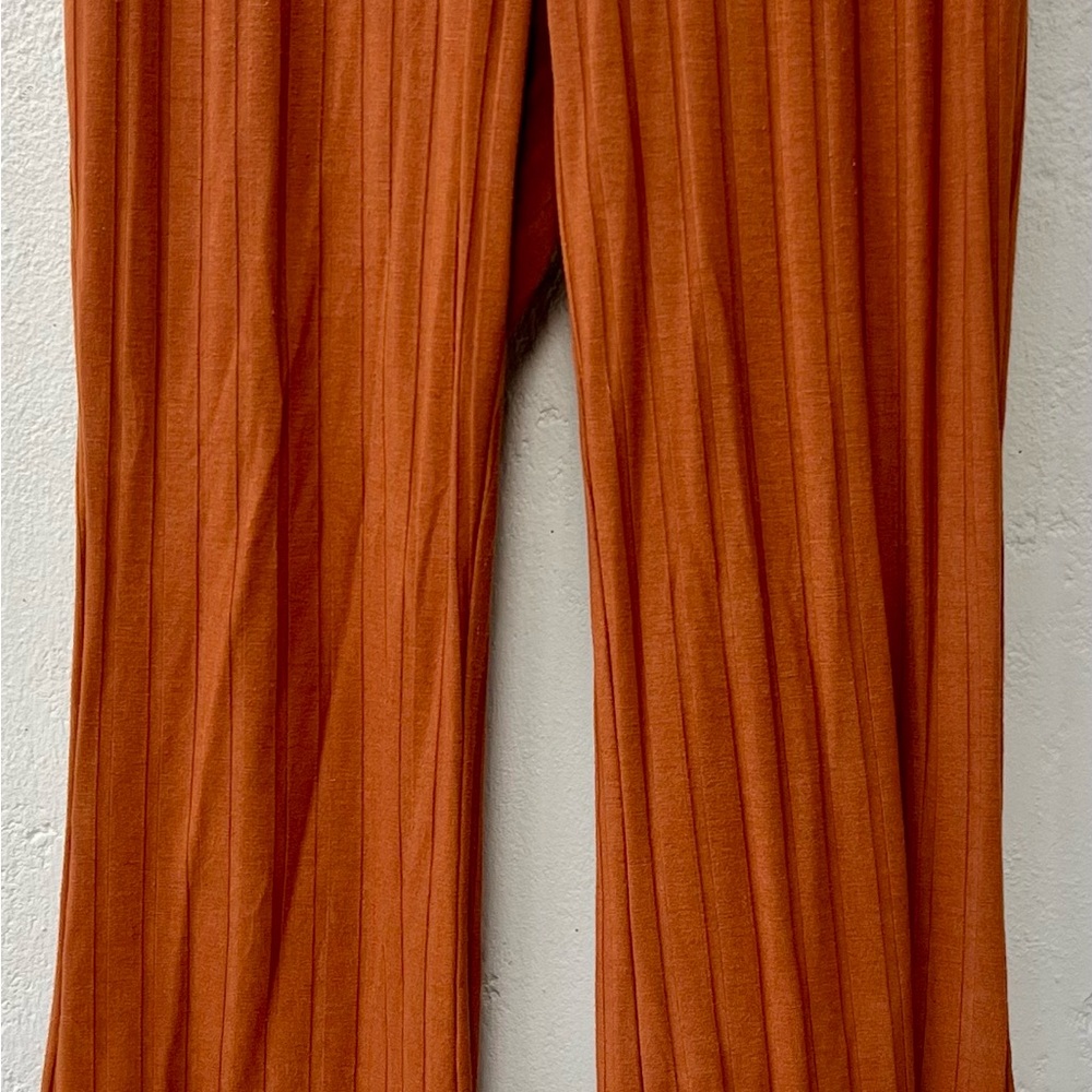 Burnt Orange Ribbed Cotton Joggers